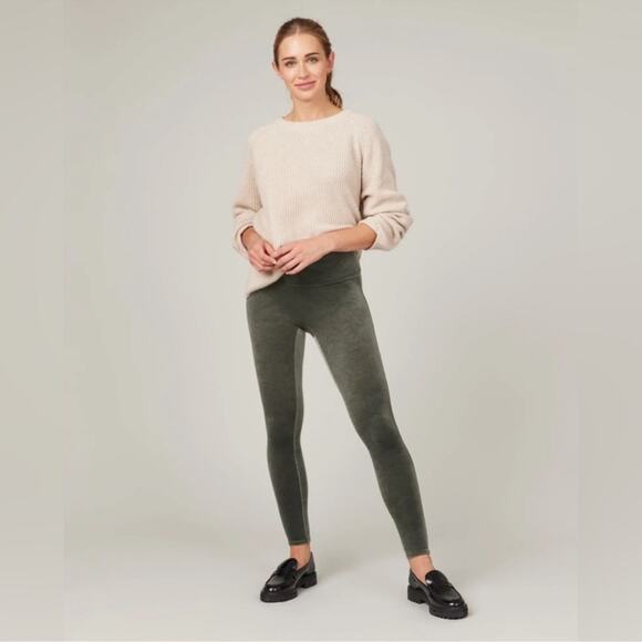 NWT Spanx Velvet (Dark Palm) Sexy Leggings Size Large - Picture 1 of 14